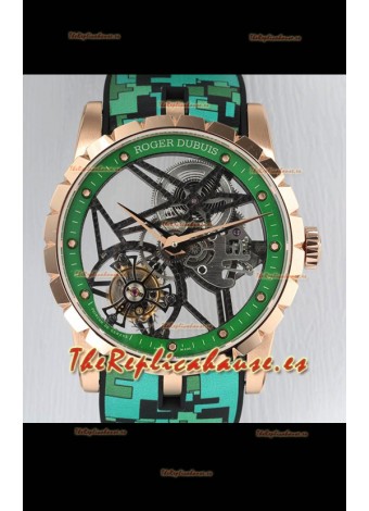 Roger Dubuis Excalibur Spider Flying Tourbillon Skeleton Caja Oro Rosado 42MM Reloj Réplica Suizo a Espejo 1:1