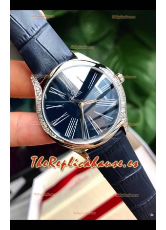 Omega De Ville Tresor Edition Reloj Cuarto Suizo 36MM Caja de Acero Dial Azul