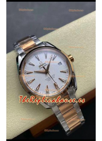 Omega Aqua Terra 150M Dial Blanco 904L Caja Oro Rosado Dos Tonos Réplica Espejo 1:1 41MM 