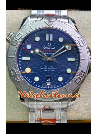 Omega Seamaster 300M Co-Axial Master Chronometer Dial Azul Bisel Titanio Réplica a Espejo 1:1