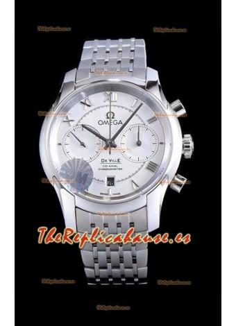 Omega De Ville Chronograph Reloj Réplica a Espejo 1:1 en Dial Blanco 42MM