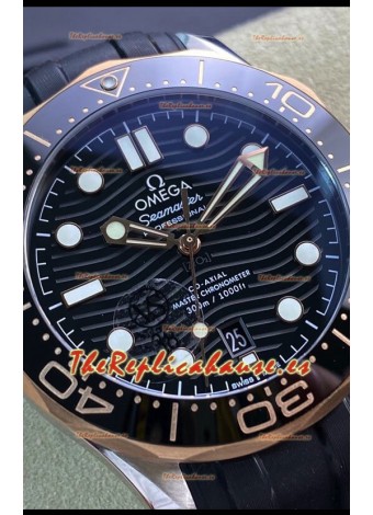 Omega Seamaster 300M Co-Axial Master Cronómetro Dial Negro Caja en Dos Tonos Réplica a Espejo 1:1