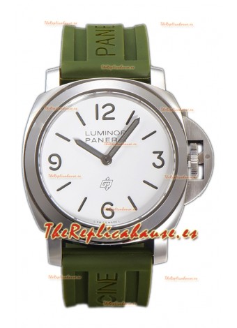 Panerai Luminor Base Logo PAM1087 Dial Blanca Calidad Espejo 1:1 - Acero 904L en Correa de Goma