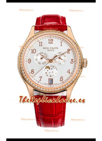 Patek Philippe Complications 4948G Annual Calendar Moonphase Dial Blanco Oro Rosado Réplica Suiza 