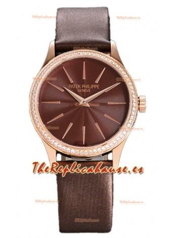 Patek Philippe Calatrava 4997 Ladies Reloj Oro Rosado Dial Marrón con Movimiento Suizo Automático