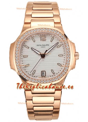 Patek Philippe Nautilus 7118R 35MM 1:1 Oro Rosado Dial Blanco Reloj Réplica Espejo 1:1