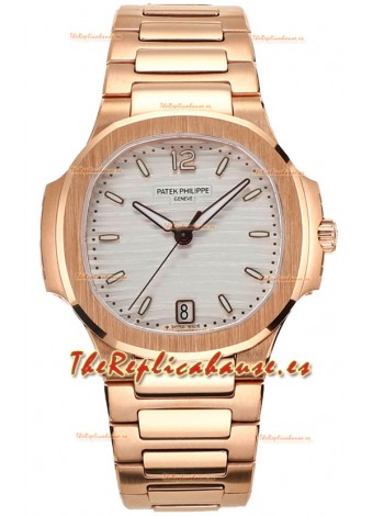 Patek Philippe Nautilus 7118R 35MM 1:1 Oro Rosado Dial Blanco Reloj Réplica Espejo 1:1