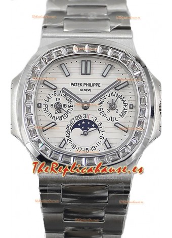Patek Philippe Nautilus 5740 Perpetual Calendar Acero Inoxidable Dial Blanco Reloj Réplica Suiza