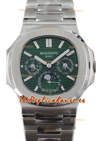 Patek Philippe Nautilus 5740 Perpetual Calendar Acero Inoxidable Dial Verde Reloj Réplica Suiza 