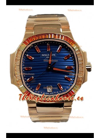 Patek Philippe Nautilus 7118R 35MM 1:1 Caja Oro Rosado Dial Azul Reloj Réplica Espejo 1:1