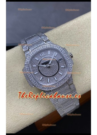 Patek Philippe Nautilus 7010 Pavimentado en Diamantes Acero Inoxidable  32MM Réplica Espejo 1:1 - Diamantes Genuinos
