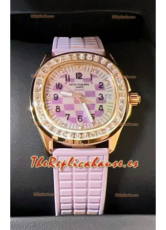 Patek Philippe Super Clone Aquanaut LUCE 5072R Oro Rosado Automático en Dial Rosa 35MM