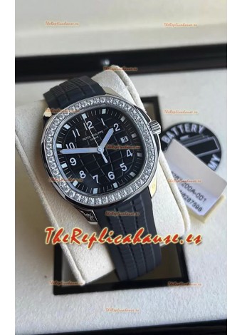 Patek Philippe Aquanaut 5267 Réplica Suizo Dial Negro en Acero Inoxidable Bisel Diamantes 38.5MM