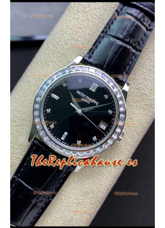 Patek Philippe Calatrava 5298P-012 en Dial Negro Réplica a Espejo 1:1 Acero 904L Reloj Suizo Acero