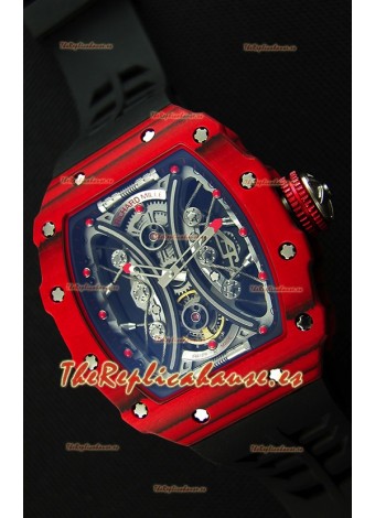 Richard Mille RM53-01 Pablo Mac Donough Caja de Carbón Forjado color Rojo Reloj Réplica Suizo