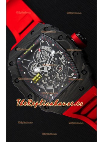 Richard Mille RM35-2 Rafael Nadal Caja de Carbón Forjado con Correa de Goma color Rojo