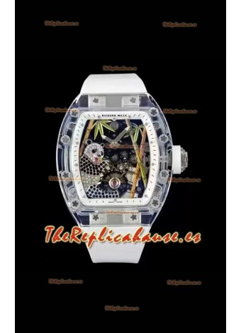 Richard Mille RM26-01 Tourbillon Panda Caja en Zafiro Transparente - Réplica Super Clone