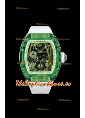 Richard Mille RM26-01 Tourbillon Panda Caja en Zafiro Transparente - Réplica Super Clone