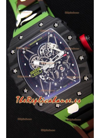 Richard Mille RM35-02 Rafael Nadal Caja de Carbón Forjado con Correa de Goma tipo Camuflaje