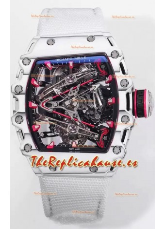 Richard Mille RM38-02 Carbon Casing Bubba Watson Nylon Blanco Tourbillon Movement Réplica Espejo 1:1