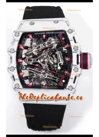 Richard Mille RM38-02 Carbono Blanco Bubba Watson Nylon Negro Tourbillon Movement Réplica Espejo 1:1