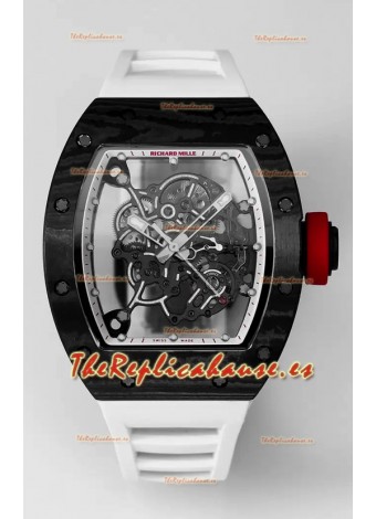 Richard Mille RM055 Caja Carbono Negra Goma Blanca Reloj Superclone 1:1 Genuino Tourbillon