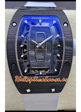 Richard Mille RM07 Caja Carbono Negra Correa blanca 1:1 Superclone Reloj Réplica Suiza 