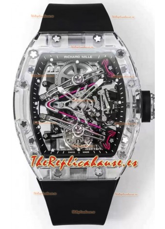 Richard Mille RM38-02 Zafiro Bubba Watson Genuino Movimiento Tourbillon Goma Negra Réplica Espejo 1:1