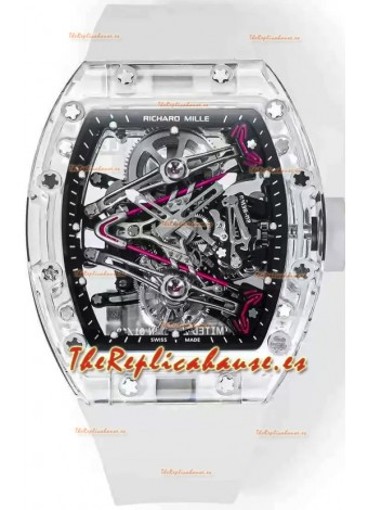 Richard Mille RM38-02 Zafiro Bubba Watson Genuino Movimiento Tourbillon Goma Translucida Réplica Espejo 1:1