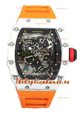 Richard Mille RM35-01 Rafael Nadal Caja Fibra de Carbono con Genuino Tourbillon Reloj Super Clone