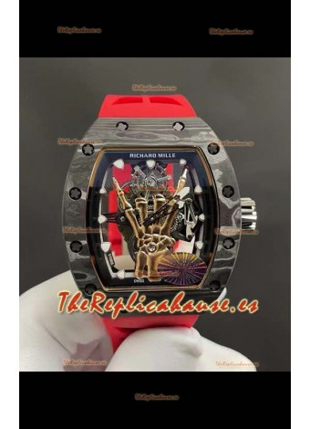 Richard Mille RM66 Flying Genuino Tourbillon Cerámica Negra Correa Roja Reloj Réplica Superclone