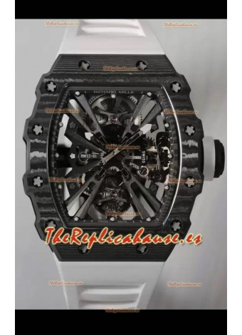 Richard Mille RM12-01 Caja Fibra de Carbono Genuino Movimiento Tourbillon Reloj Réplica Espejo 1:1