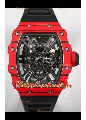 Richard Mille RM12-01 Caja Fibra de Carbono Genuino Movimiento Tourbillon Reloj Réplica Espejo 1:1