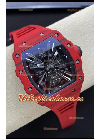 Richard Mille RM12-01 Caja Fibra de Carbono Genuino Movimiento Tourbillon Reloj Réplica Espejo 1:1
