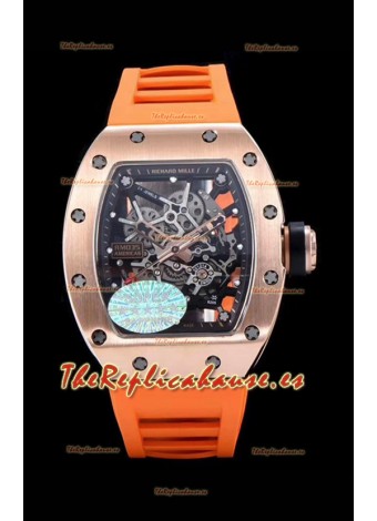 Richard Mille RM035 AMERICAS Reloj Réplica en Oro Rosado de 18K Correa Naranja