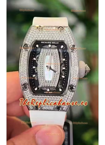 Richard Mille RM007 Pavimentado en Diamantes Dial Negro Acero 904L Superclone Reloj Suizo