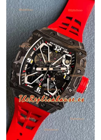 Richard Mille RM35-03 Edición Rafael Nadal Caja Fibra de Carbono Negra Reloj Réplica Espejo 1:1 Correa Roja