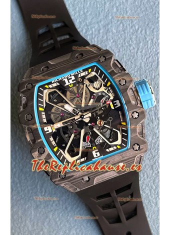 Richard Mille RM35-03 Edición Rafael Nadal Caja Fibra de Carbono Negra Reloj Réplica Espejo 1:1 Correa Negra