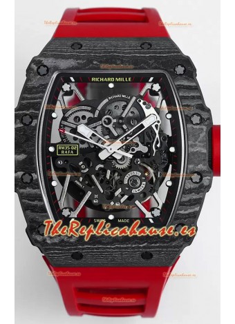 Richard Mille RM35-02 Rafael Nadal Caja de Fibra de Carbono con Genuino Tourbillon Reloj Super clone