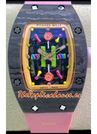 Richard Mille RM-07 Bon Bon Caja Carbono Señoras Reloj Réplica Suizo a Espejo 1:1