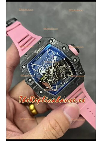 Richard Mille RM35-02 Rafael Nadal Caja Fibra de Carbono con Tourbillon Genuino Reloj Super Clone