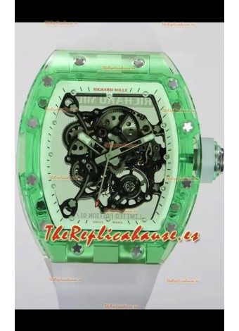 Richard Mille RM055 Caja con Zafiro Transparente con Genuino Tourbillon Reloj Super Clon
