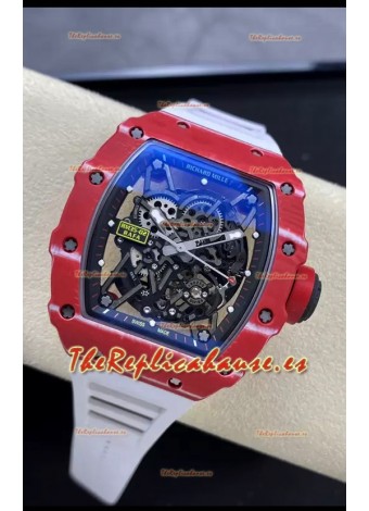 Richard Mille RM35-02 Rafael Nadal Caja de Fibra de Carobono Roja Red con Genuino Tourbillon Reloj Super Clon