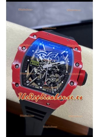 Richard Mille RM35-02 Rafael Nadal Caja de Fibra de Carobono Roja Red con Genuino Tourbillon Reloj Super Clon
