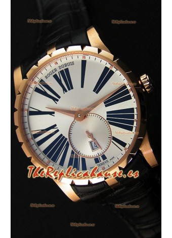 Roger Dubuis Excalibur RDDBEX0587 Oro Rosado Dial Blanco de Acerfo Reloj Réplica Suizo