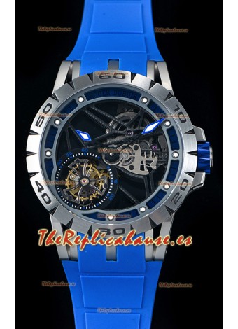 Roger Dubuis Excalibur Spider Flying Tourbillon Skeleton Caja de Titanio Reloj Suizo a Espejo 1:1