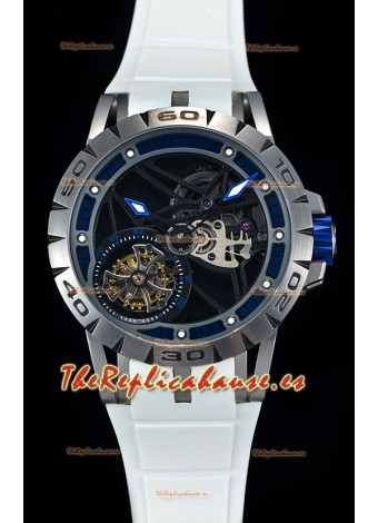 Roger Dubuis Excalibur Spider Flying Tourbillon Skeleton Caja de Titanio Reloj Suizo a Espejo 1:1