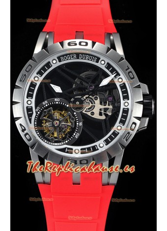 Roger Dubuis Excalibur Spider Flying Tourbillon Skeleton Caja de Titanio Reloj Suizo a Espejo 1:1
