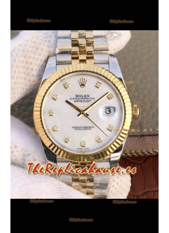 Rolex Datejust 41MM Movimiento Cal.3135 Reloj Réplica Suizo en Acero 904L Dos Tonos Dial Perla