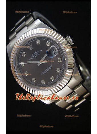 Rolex Datejust Reloj Réplica Japonés - Dial Gris en 36MM con correa Oyster